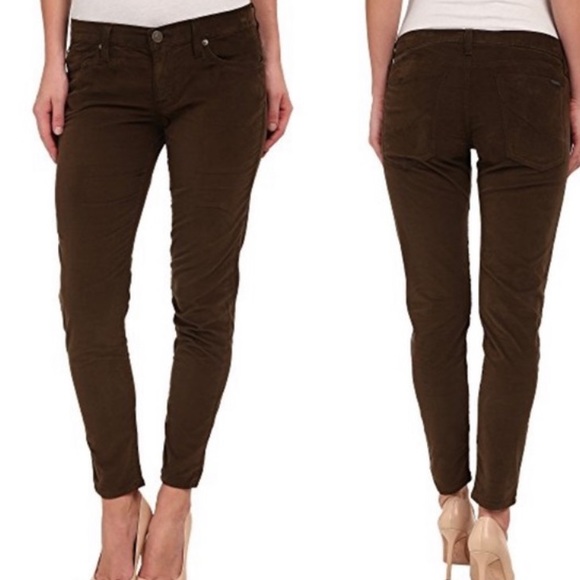 Hudson Finn Boy Skinny Corduroy Pants Olive Green - Picture 1 of 9